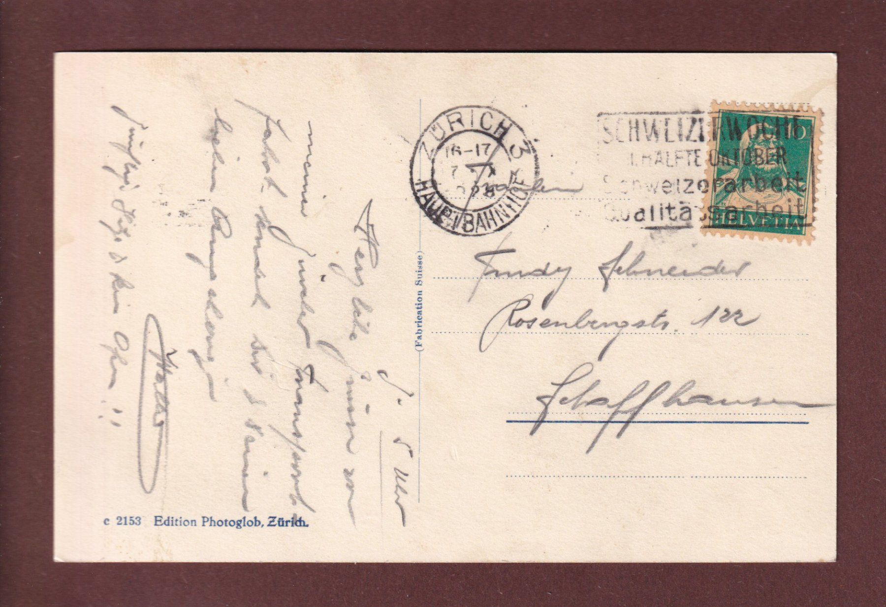 Cartoline postali: ZÜRICH - Teilansicht - 1928 – Usato da Pully venduto da nicecards 1