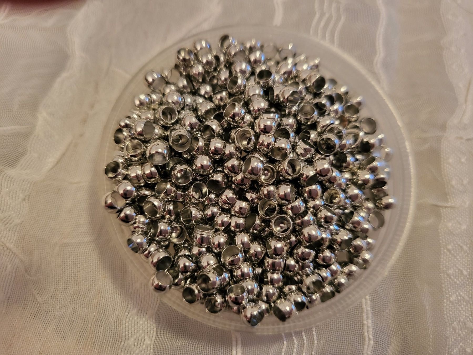 Perle (finte): Quetschperlen silber 3mm 100 stk – Nuovo e nell'imballaggio originale da Dietikon venduto da Eleda 1