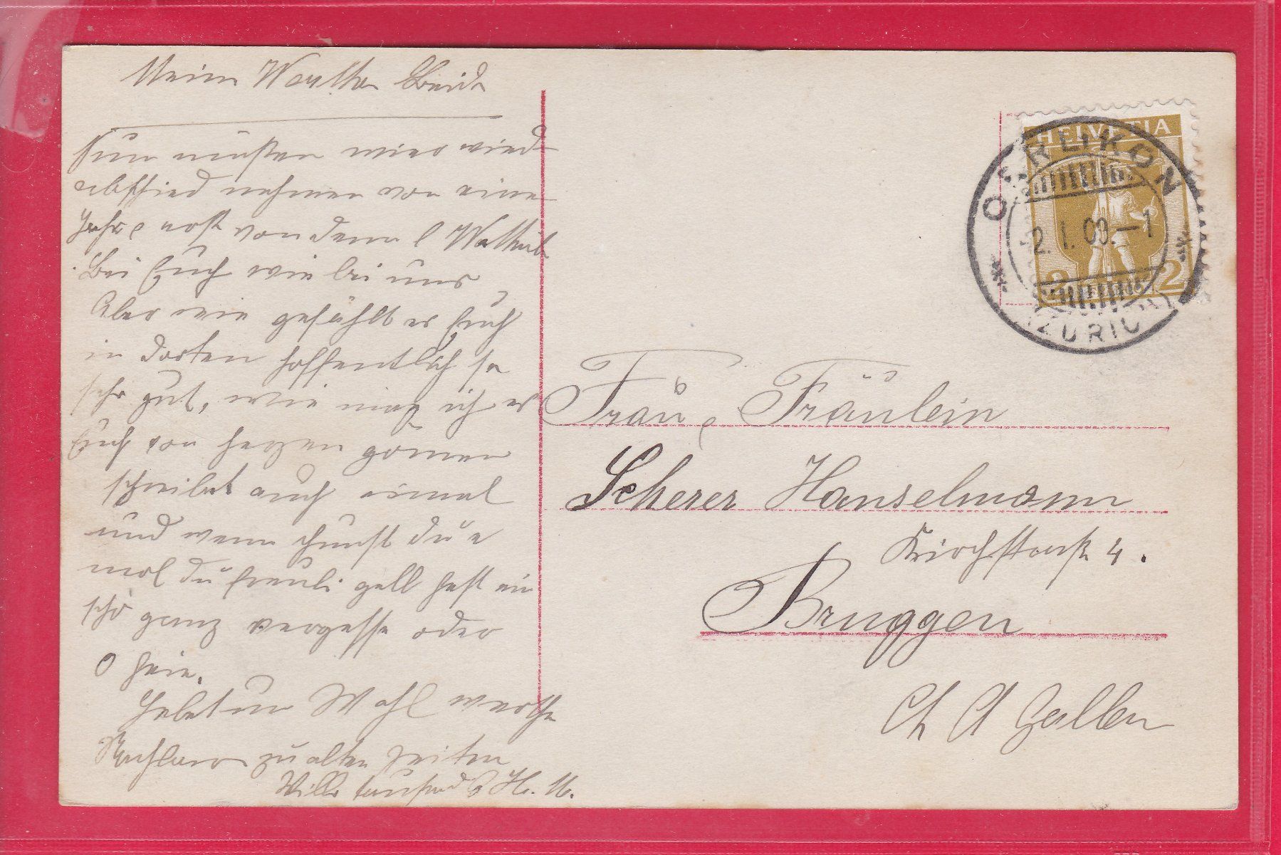 Cartoline postali: PROSIT NEUJAHR!, 2.1.1909 – Usato da Oberrieden venduto da Gebirgsstelze 1