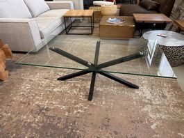 Kave Home Couchtisch Argo Glas Stahlbeine schwarz 130x70