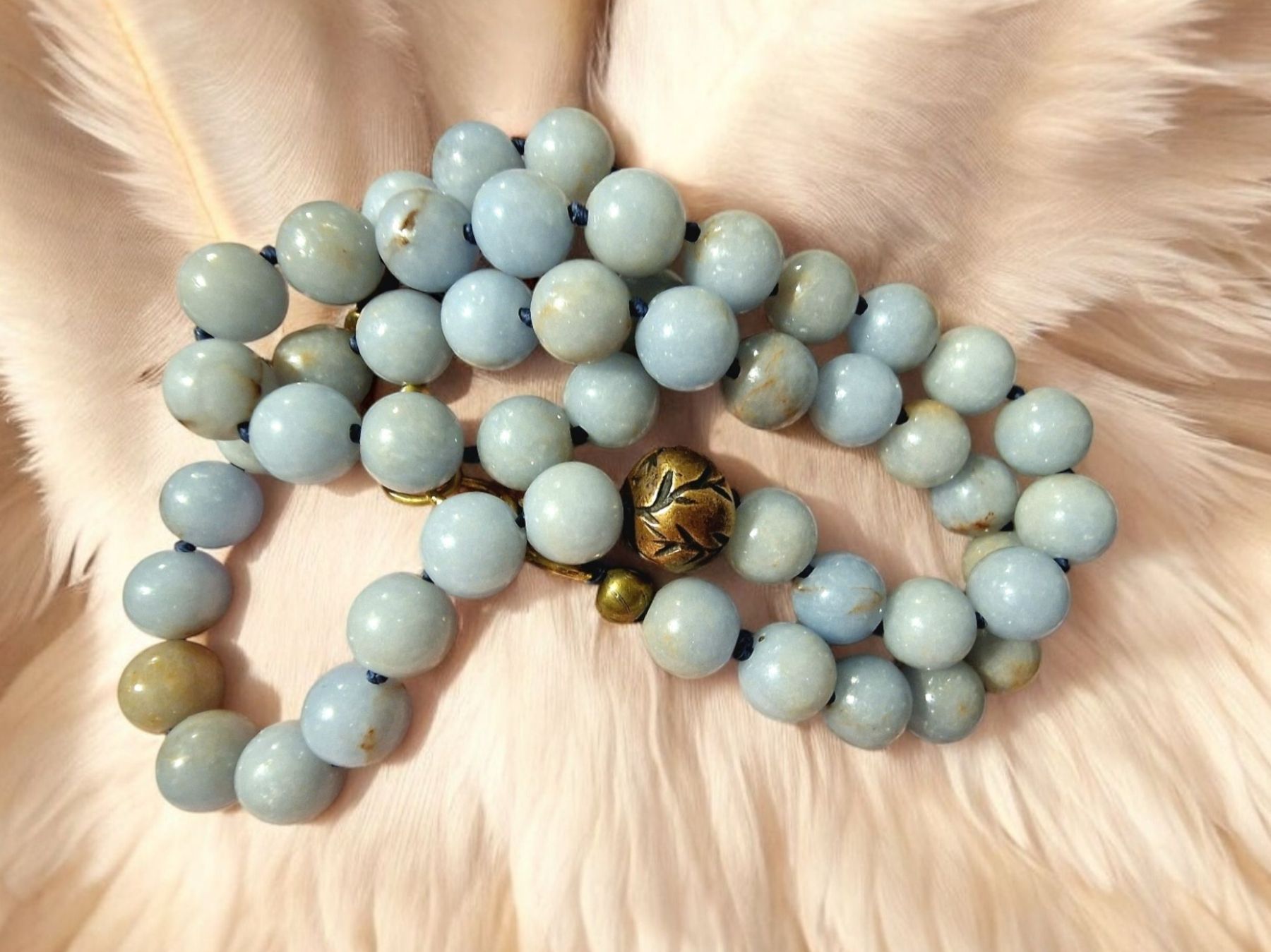 Catenine: Handgekn. Halskette Angelit & Bronze – Nuovo e nell'imballaggio originale da Aarau venduto da Schmuckhoehle_MD 1