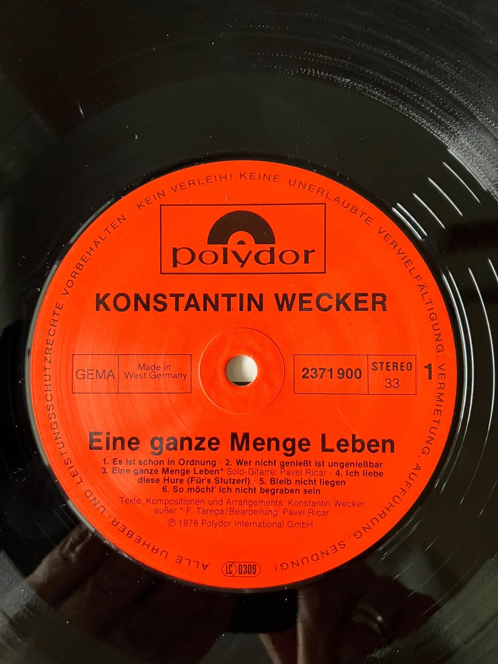 Vinyles: LP Konstantin Wecker, Eine ganze Menge Leben – D'occasion à winterthur par Grami1 5