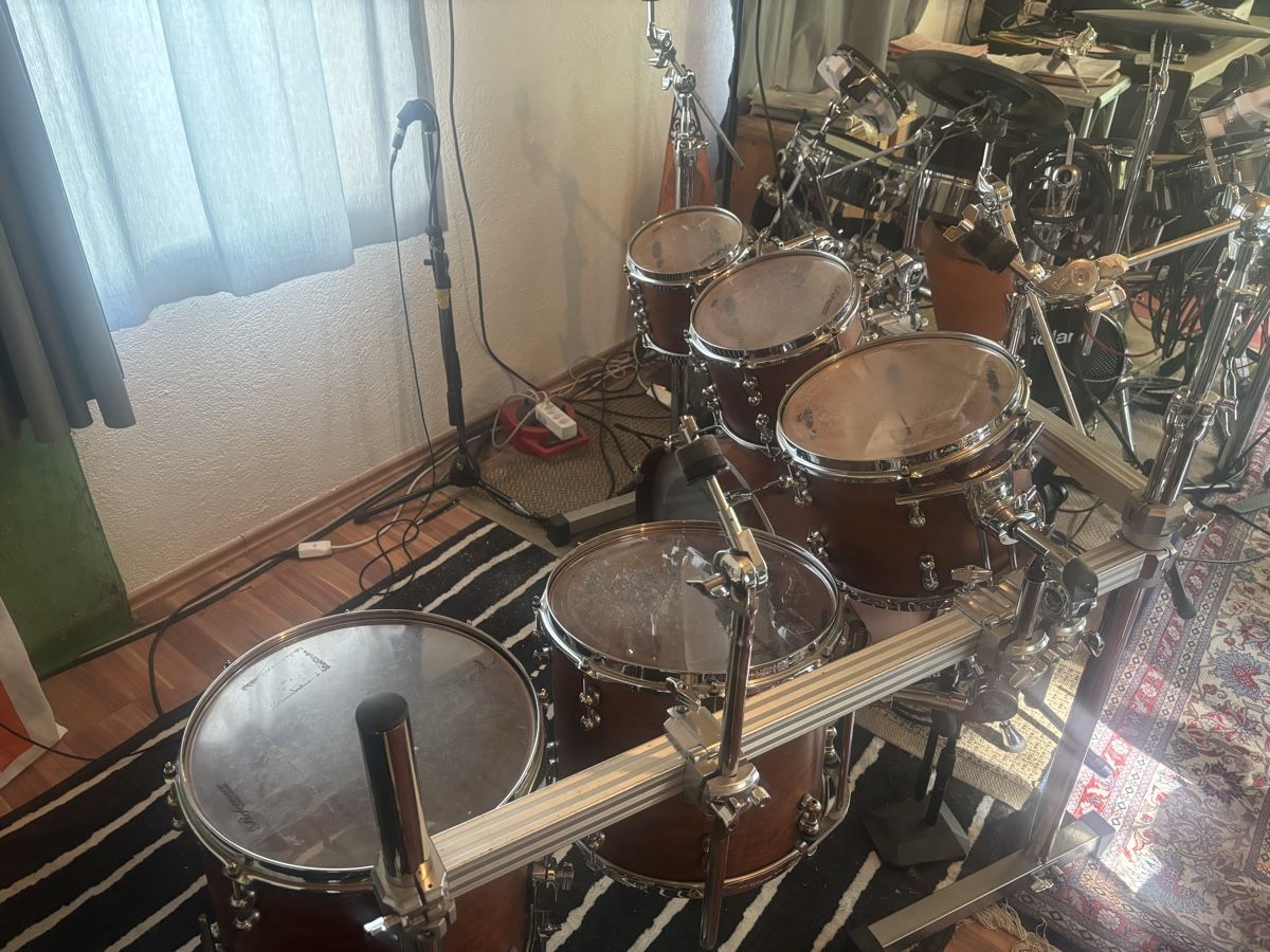 Strumenti musicali: Pearl Reference Pure Shellset matte walnut + Pearl Rack – Usato da St. Gallen venduto da Banche 5