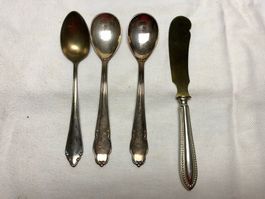 3 Silberlöffel und 1 Messer, 96g Silber