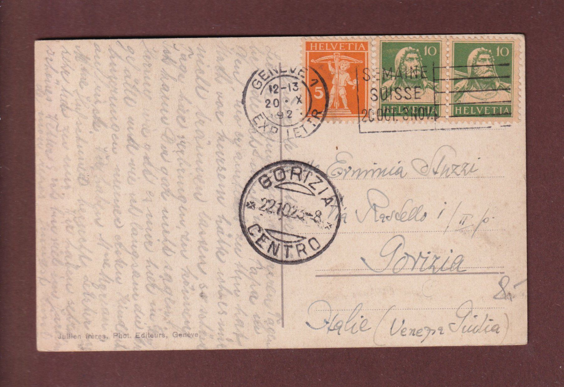 Cartoline postali: GENEVE - Place Neuve - 1923 – Usato da Pully venduto da nicecards 1