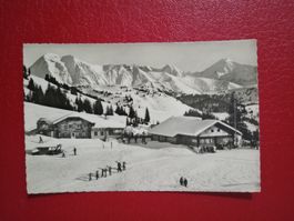 Hornberg ob Saanenmöser s/w Karte Skifahrer Skihaus Skilift