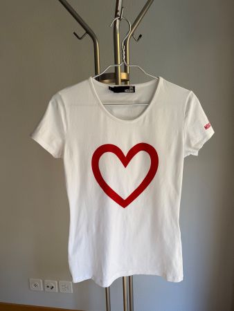 Cooles Love Moschino T-Shirt weiss mit Herz, Grösse XS/S