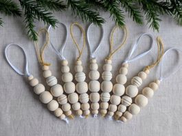Weihnachtsbaum Anhänger Holzperlen Set auf 9