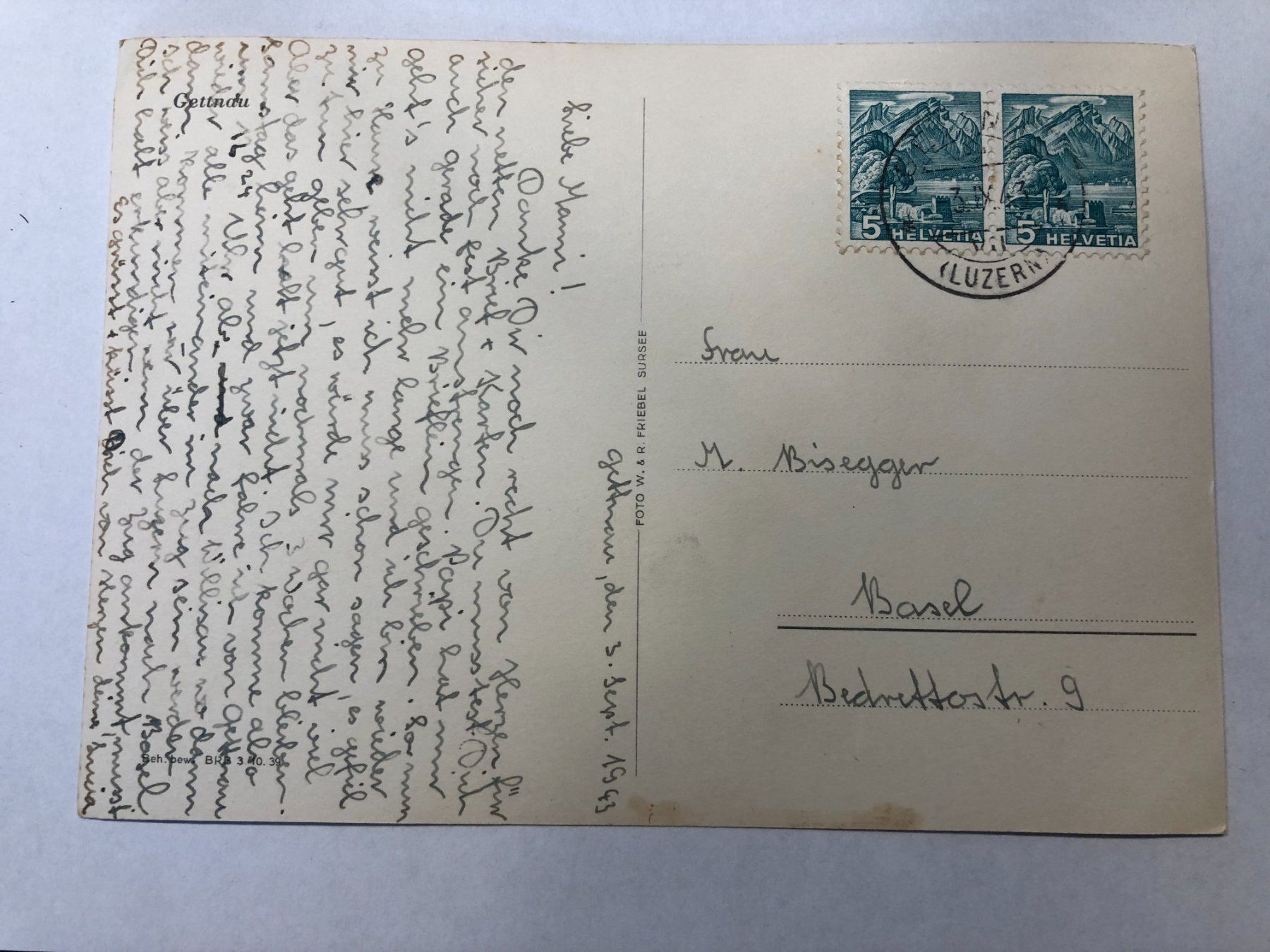 Ansichtskarten: Gettnau 1943 – Gebraucht aus Pfäffikon ZH von Waltoversand 1