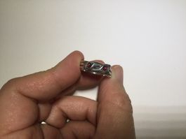 Schöner Silber Schlang Ring mit zwei rote Steinen