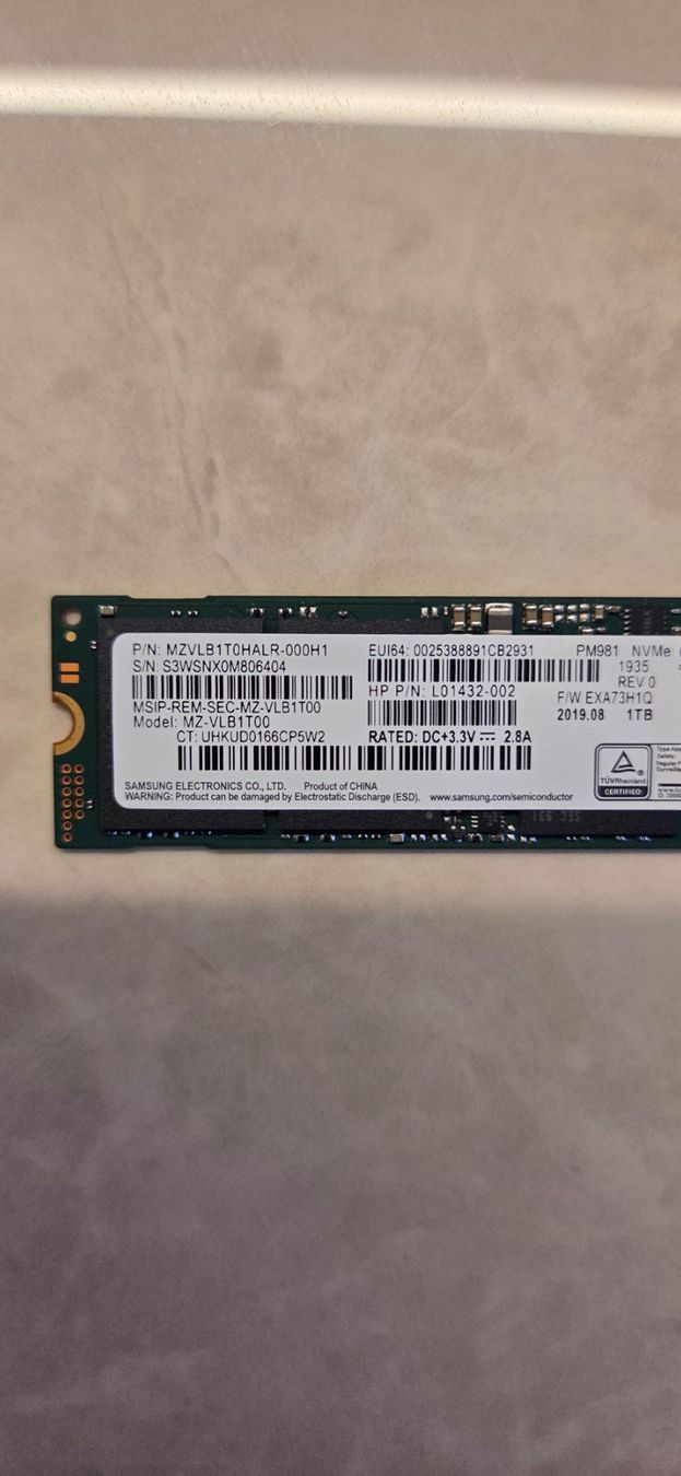 Samsung Harddisks: Samsung PM981 1TB SSD NVMe – Gebraucht aus Zihlschlacht von vogelgrip 2