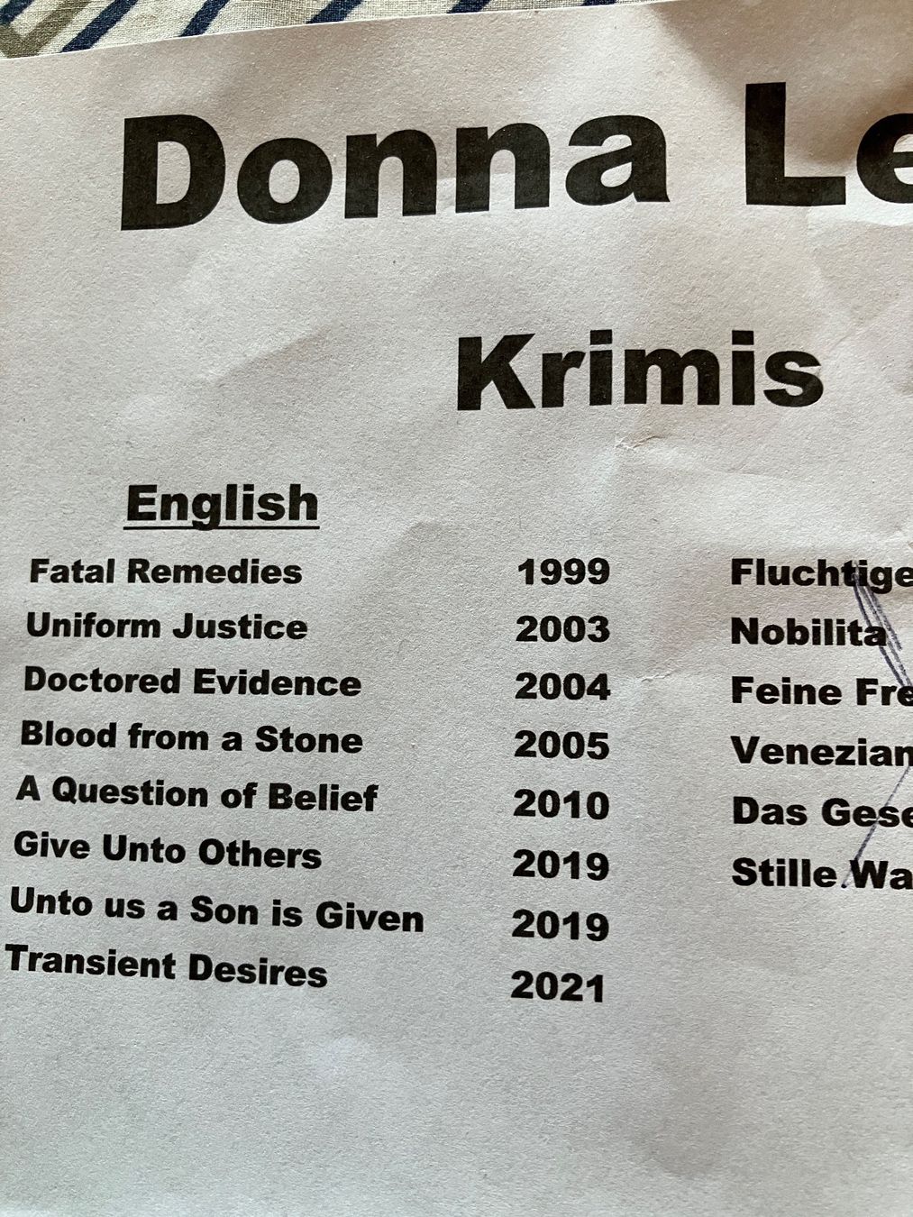 Libri: 8 x Donna Leon - Krimis in Englisch – Usato da Zürich venduto da JanetT01 1