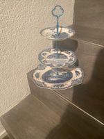 Etagère handgemacht Porzellan blau