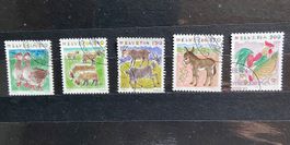 Schweizermarken Tiere: Gänse, Schafe, Ziege und Hühner 1994