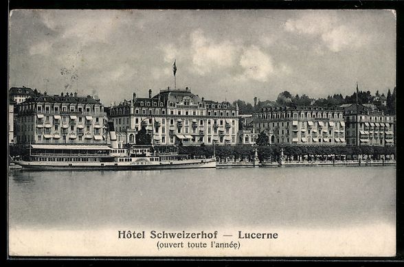 Ansichtskarten: Lucerne, Hotel Schweizerhof und Dampfer – Gebraucht aus Berlin von bartko-reher