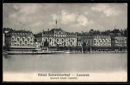 Lucerne, Hotel Schweizerhof und Dampfer