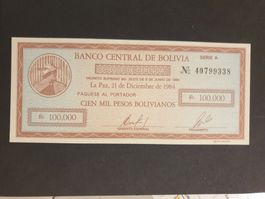 Bolivie, 10 centavos sur 100.000 pesos bolivianos 1984 P197