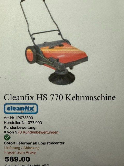Cleanfix Toutes les machines: Kehrmaschine Cleanfix – D'occasion à Jonen par riz_yg8q