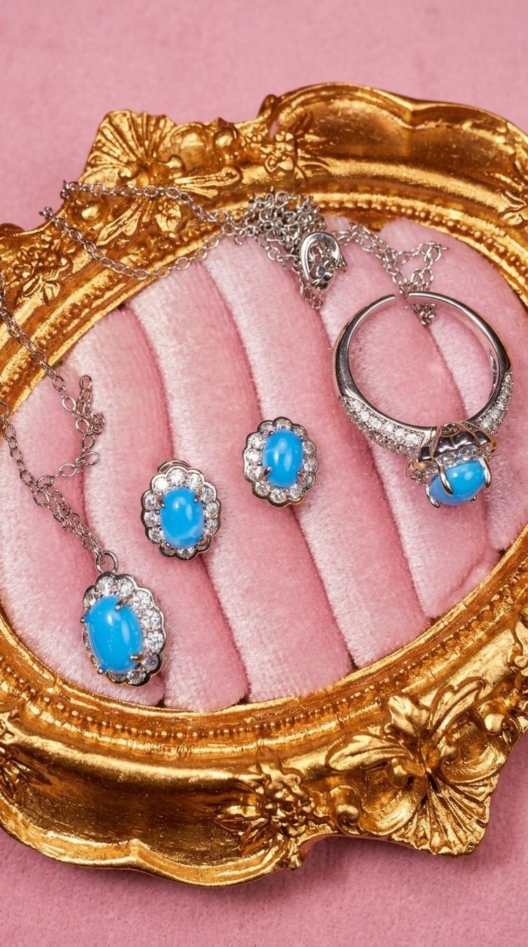 Autres bijoux: Ensemble bijoux larimar et zircons – Neuf avec emballage d'origine à St-Maurice par Sandrinette123 2