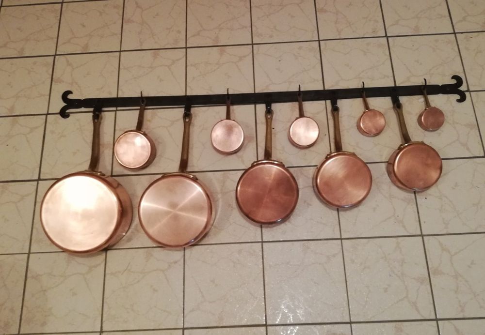 LOT DE 5 Casseroles anciennes en Cuivre étamées EUR 49,00 - FR