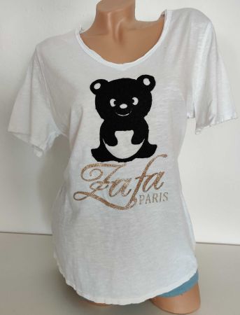 Shirt Top neu EG 36-40 Baumwolle Teddy Weiss Boucle Sommer