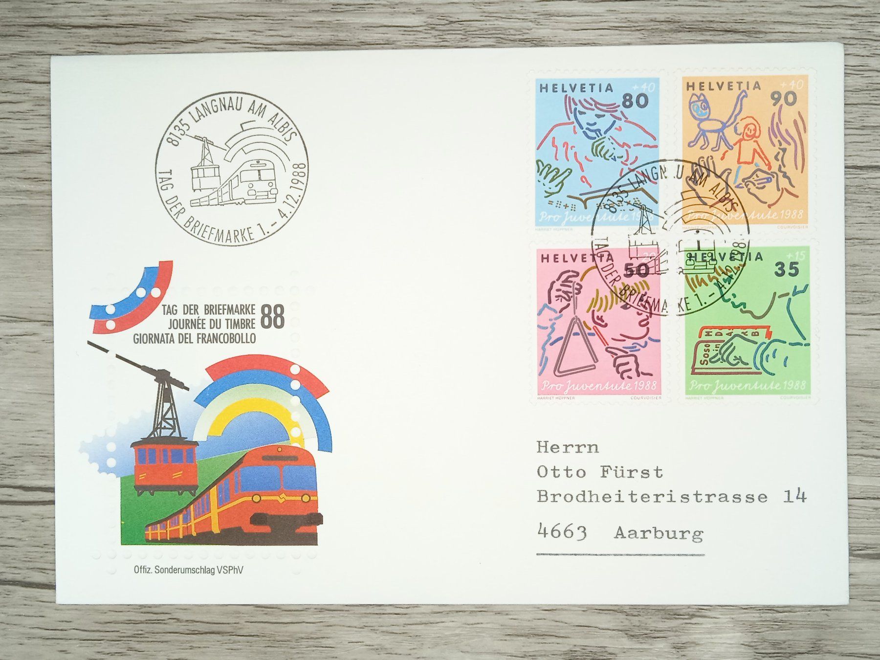 Alle Briefmarken: TR100 Enveloppe Suisse + Timbre 1988 – Gebraucht aus Cousset von Patrick_Collections