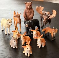 11 originale Schleich Waldtiere – Set mit Bär, Elch und Hase