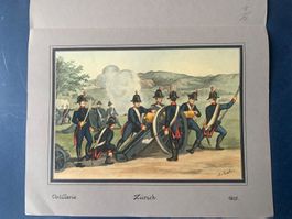 A. Von Escher - Lithographie - ZURICH - Artillerie  1803