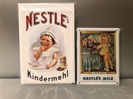 ❗AKTION 12.- Fr. !!❗2x Blech Karte - Nestlé Kindermehl+ Milk