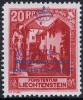 20 Rp. Schlosshof Vaduz Dienstmarke mit Handstempel MUSTER
