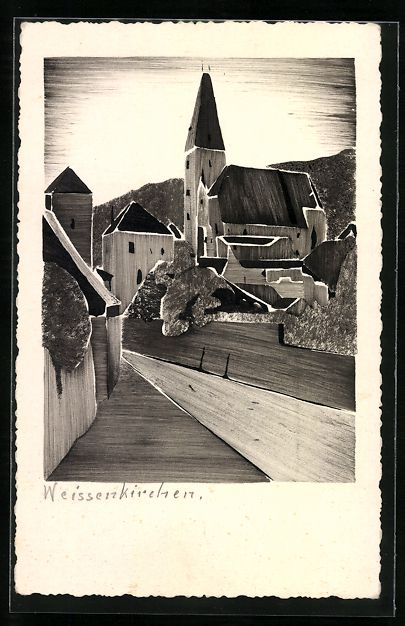 Cartoline postali: Handgemalt: Weissenkirchen, Ortspartie m – Usato da Berlin venduto da bartko-reher