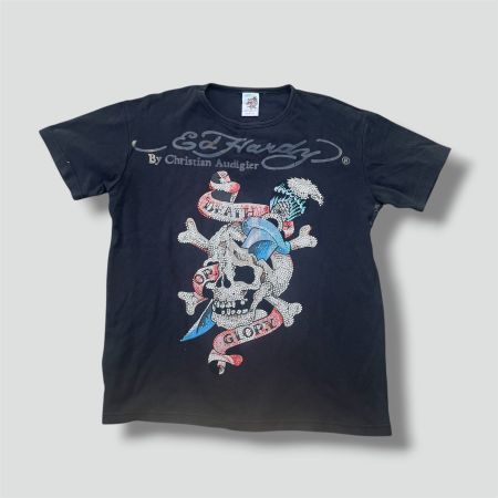 Ed Hardy vintage "Glory" rhinestones t-shirt XL fits small
