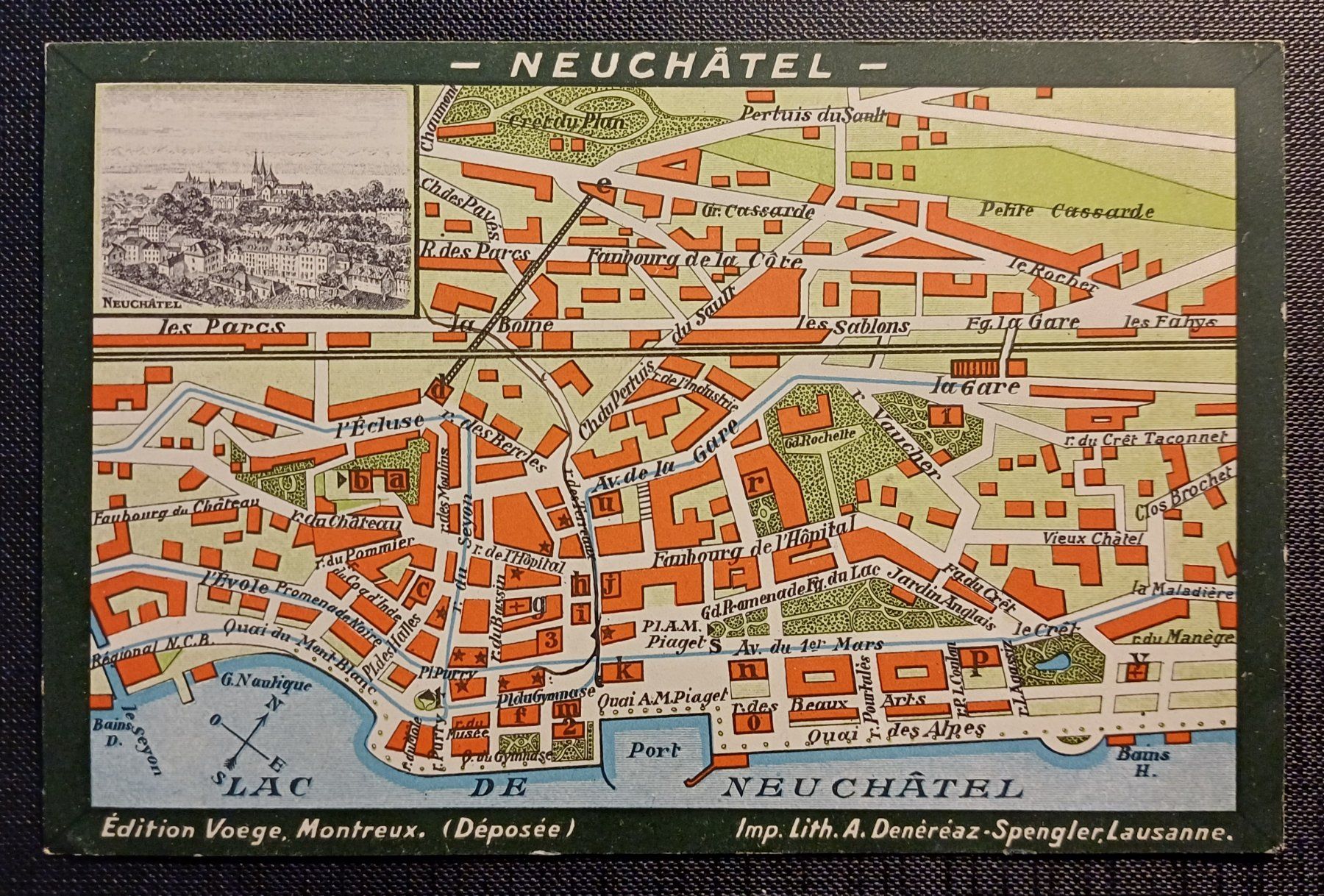 Cartes postales: AK Stadtkarte NEUCHÂTEL 1908 – D'occasion à Brittnau par simionius