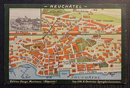 AK Stadtkarte NEUCHÂTEL 1908