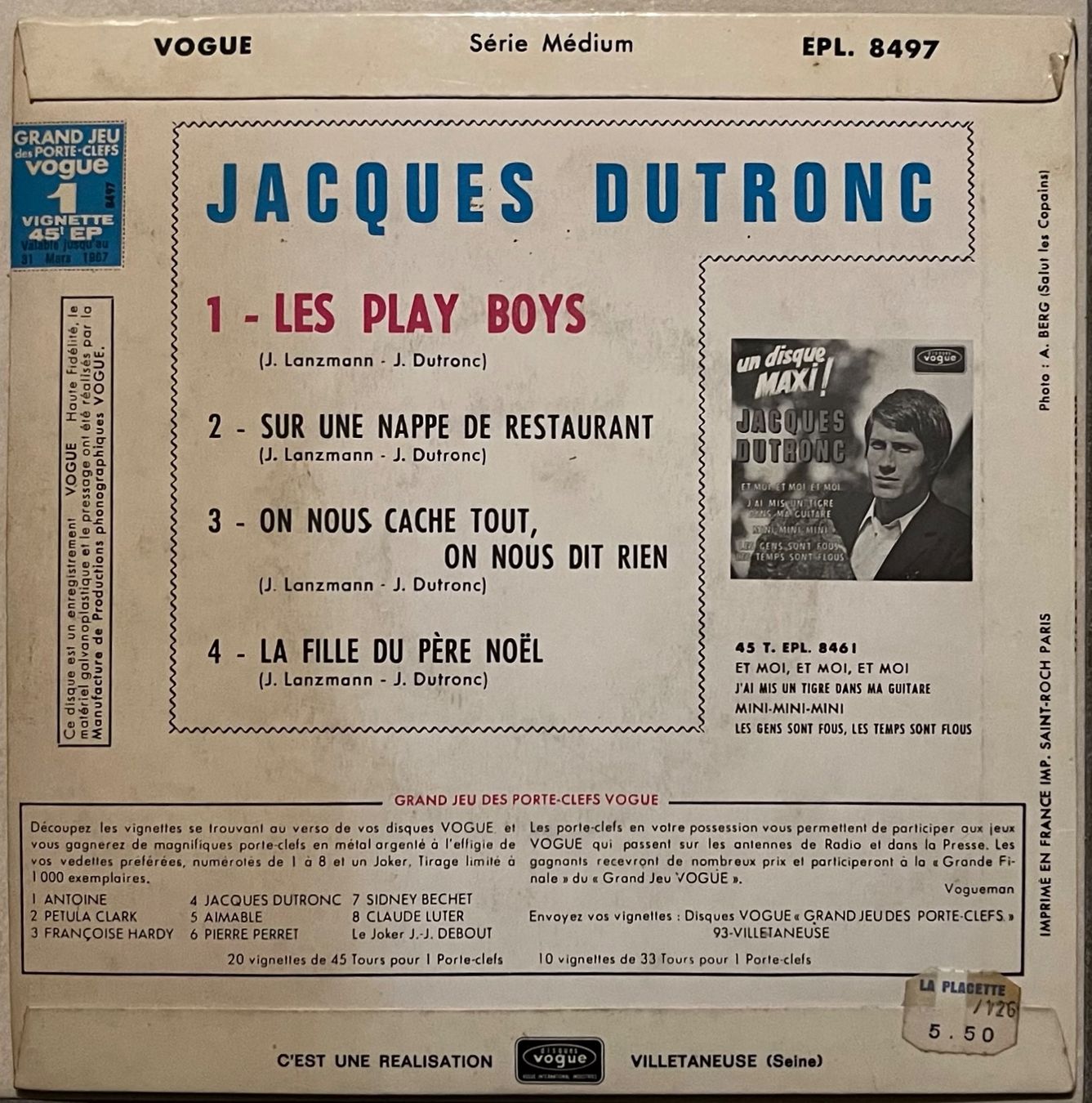 Dischi in vinile: JACQUES DUTRONC - LES PLAY BOYS – Usato da Bussigny venduto da vinyl-pas-cher 1