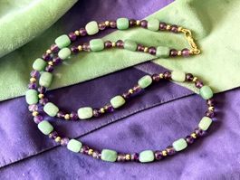 Unikat 💎 Neue Aventurin- und Amethyst-Halskette