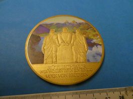 vergoldete Medaille PP 70 mm, Rütlischwur