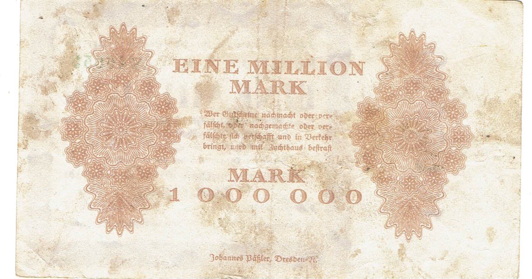 Banconote: Dresden 1 Mil. Mark 14.08.1923 SS++-VZ – Usato da Steffisburg venduto da ber_8htf 1