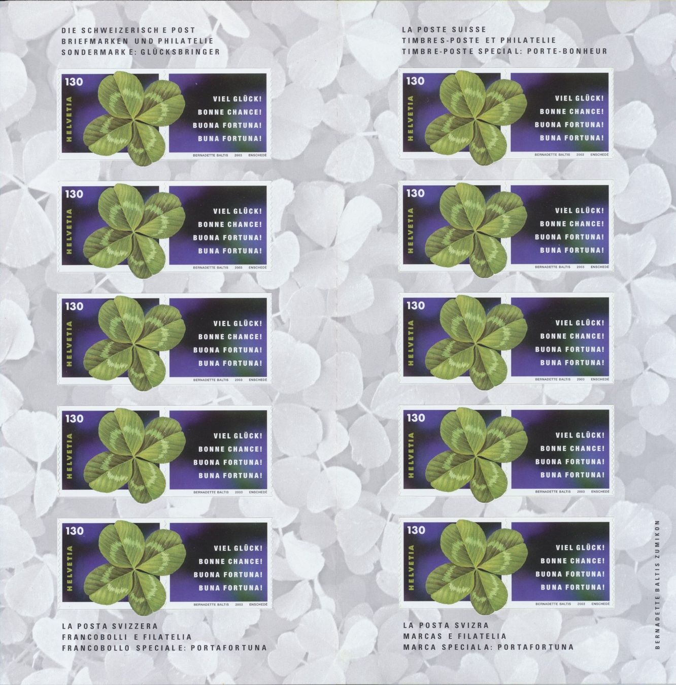 Tous les timbres: 2003 "Viel Glück", Markenheft, ** postfrisch – Neuf (Voir description) à Winterthur par Zupogeru 1