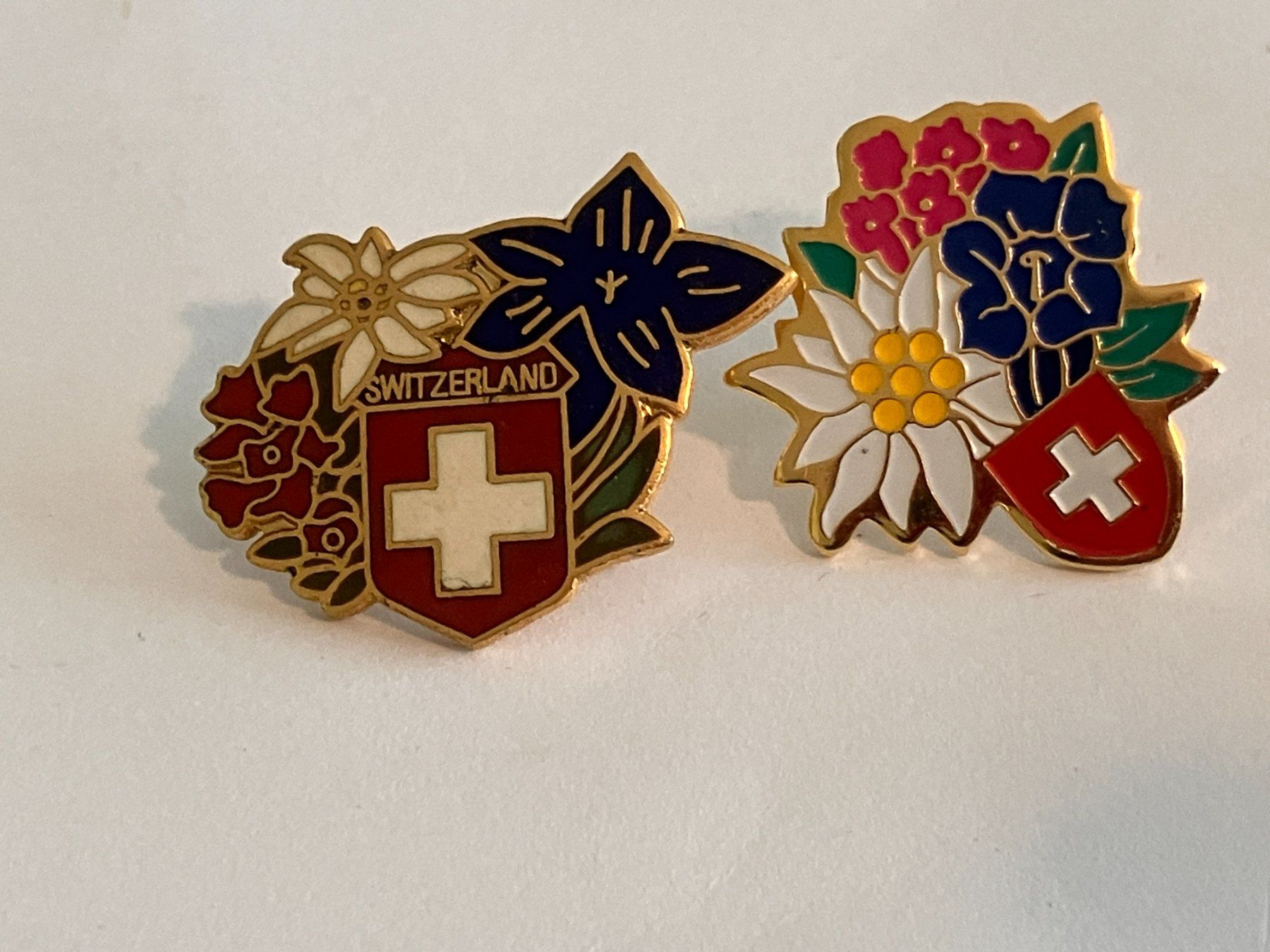 Placchette & Badge: 2 Pin Switzerland Blumen Edelweiss – Usato da Basel venduto da djwwpp