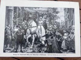 Reproduction Gravure Ancienne triomphale d'Anne d'Autriche