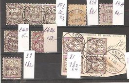 Wertziffe Los 8 Marken + 1 B/4 gest.