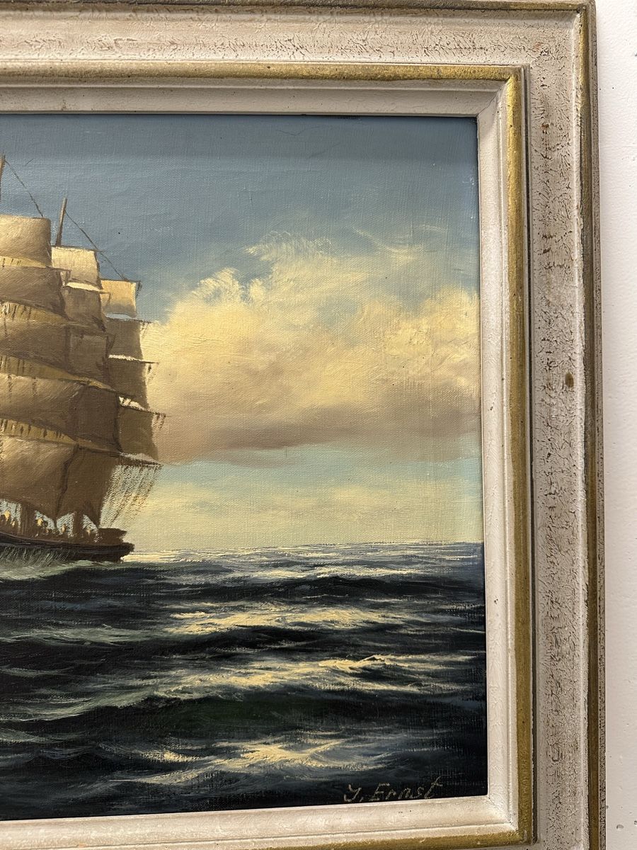 Dipinti: Antikes Gemälde Segelschiff auf hoher See – Usato da Ebikon venduto da Gaenggeliwaar 5