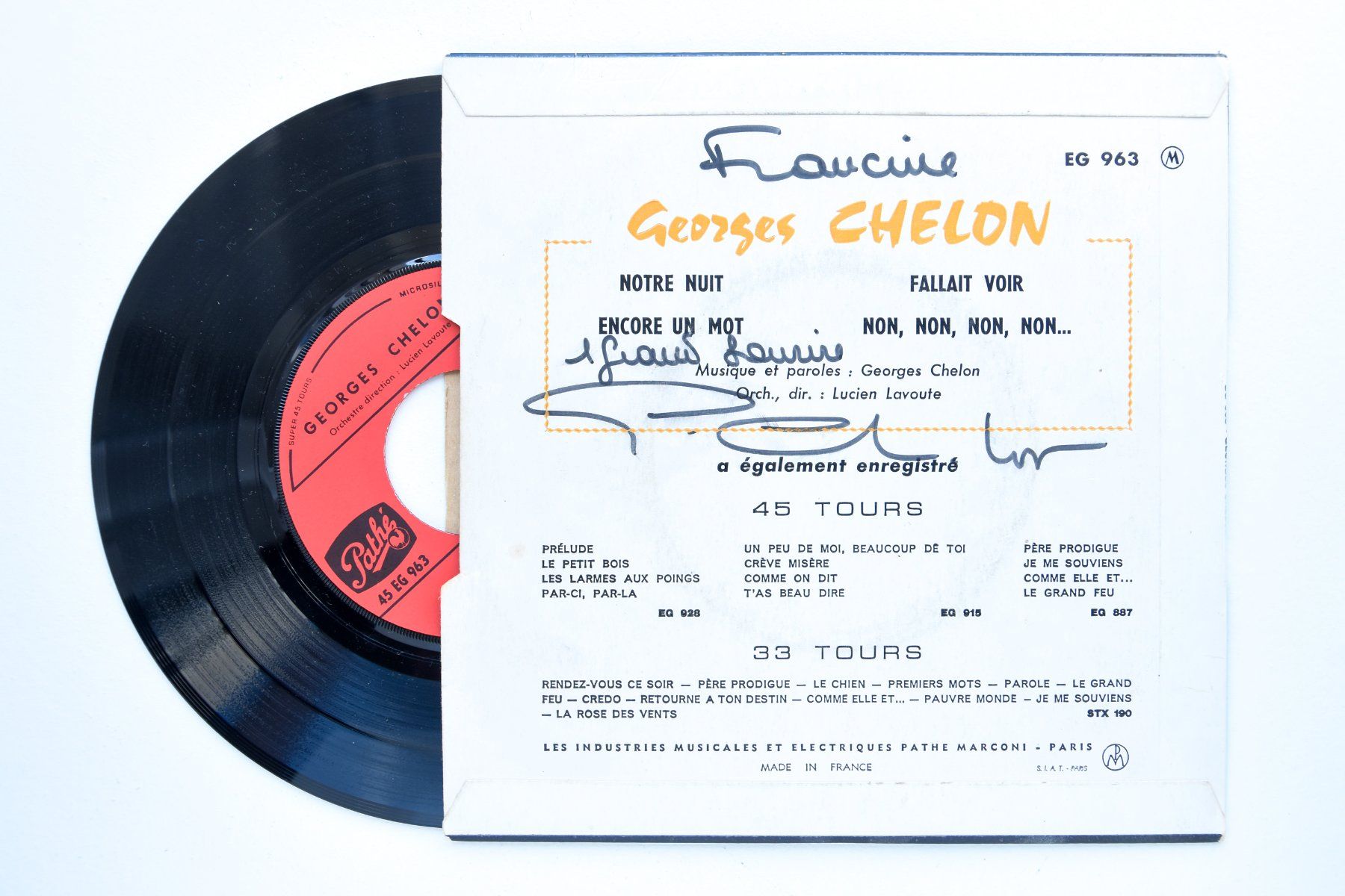 Autografi: Georges Chelon - Disque dédicacé – Usato da Belmont-sur-Yverdon venduto da ag97