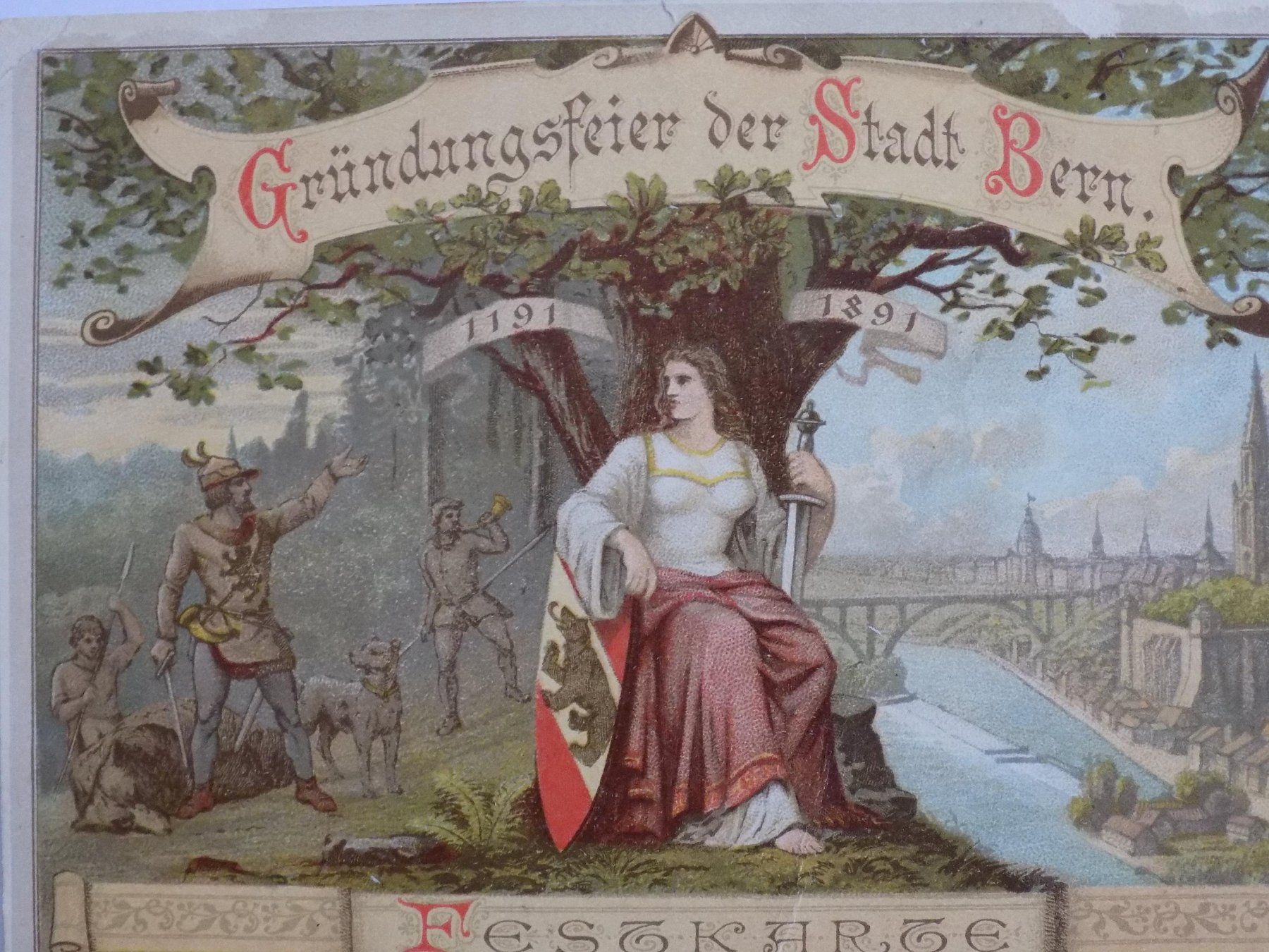 Incisioni: Bern Festkarte Gründungsfeier 1891 – Usato da Risch venduto da Antikfee 1