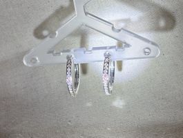 Silver 925 Hoop Earrings with Stones