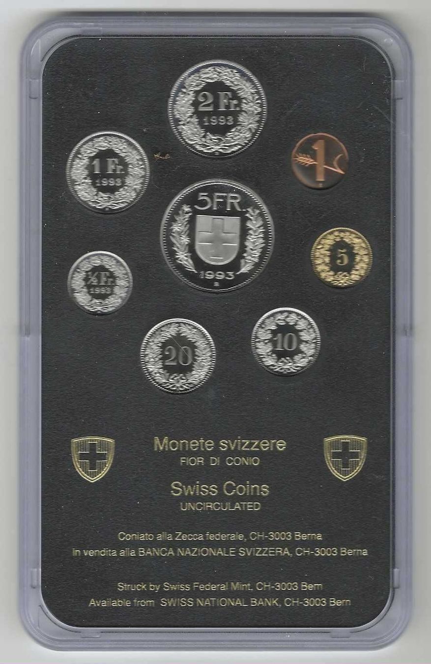 Tutti le monete: rarer CH Münz-Satz 1993 stgl vertiefte Randschrift – Nuovo (secondo la descrizione) da Zürich venduto da Hagliweg