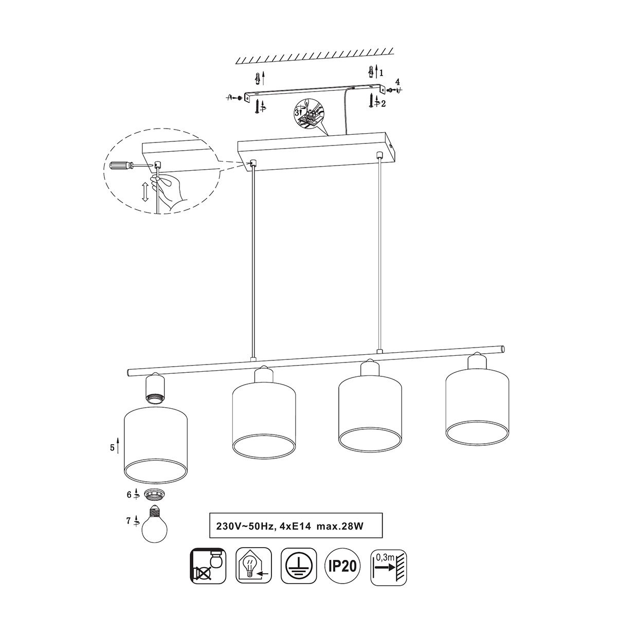 Lampadari & plafoniere: Pendelleuchte, Stoff, 75 cm x 12 cm – Nuovo (secondo la descrizione) da Kreuzlingen venduto da Smart-Light 5