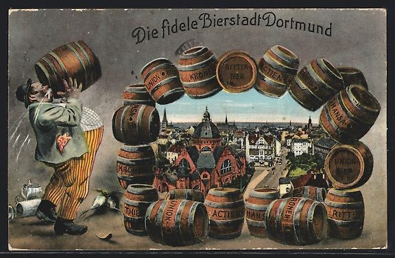 Cartoline postali: Grusskarten-AK Dortmund, Stadtpartie mit – Usato da Berlin venduto da bartko-reher