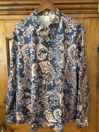 Herren Hemd blaumit Paisleymuster Grösse XL neuwertig